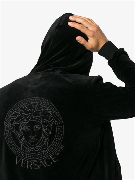 versace faux leather hoodie|Versace hoodies for men.